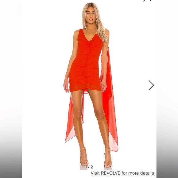 Revolve Vavonna Mini dress by Michael Costello in Red Orange | Size: Small - Picture 2 of 5